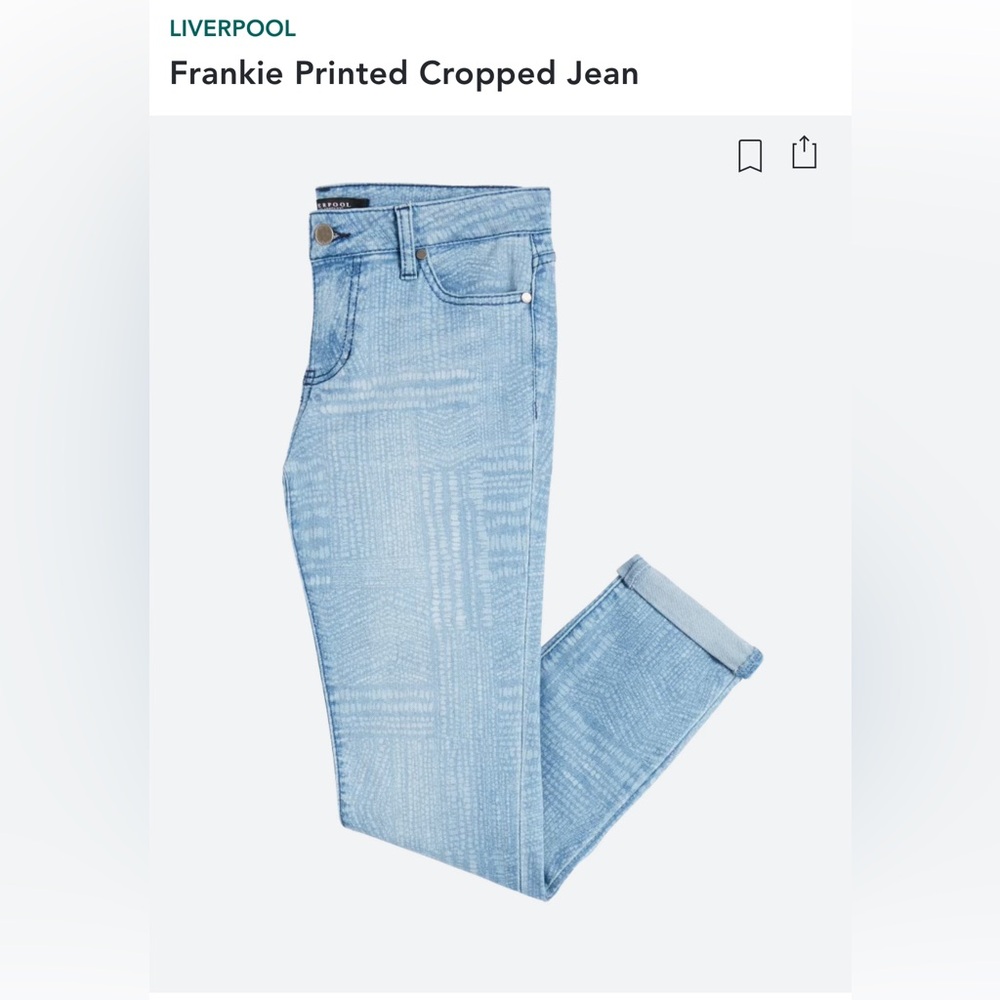 Liverpool Frankie Printed Cropped Jeans Size 8